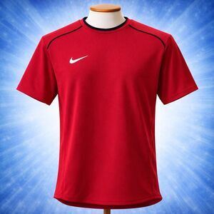 VTG Nike Sphere Red Black Mesh Insert Soccer Total 90 Shirt S